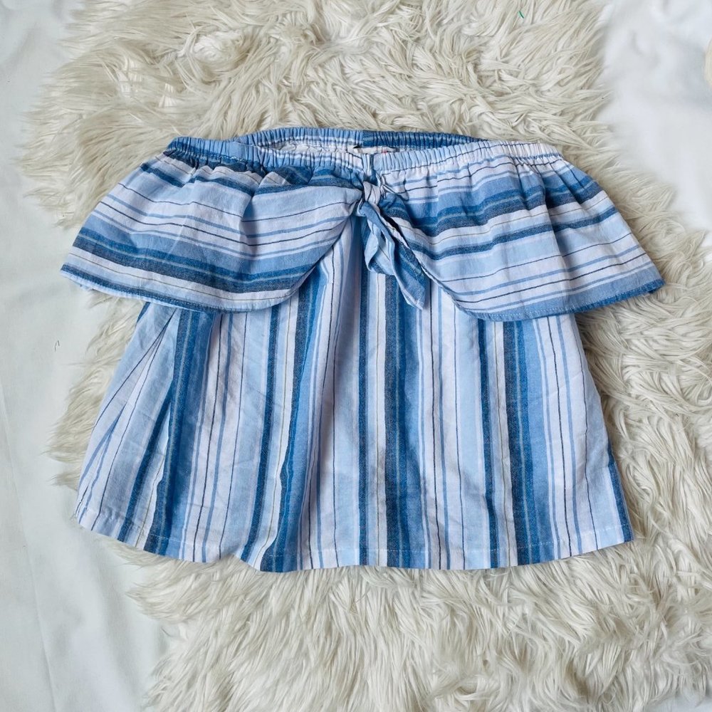 Lush Top Women Medium Off Shoulder Boho Flowy Blouse Cropped Collar